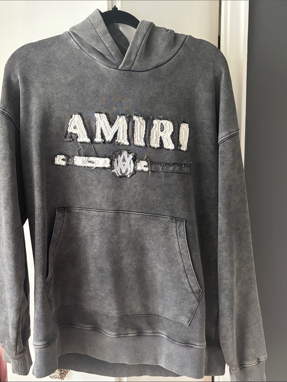 AMIRI Women's Washed Gray Crewneck Logo Sweater